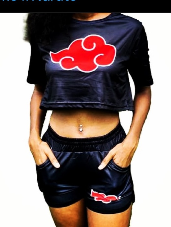 Other - Naruto-themed Akatsuki cloud pajama 2 piece set black/red